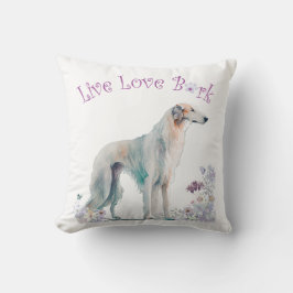 Borzoi Hundmamma Blommig Kudde