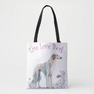 Borzoi Hundmamma Blommig Tygkasse