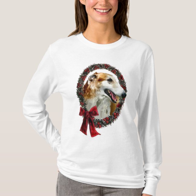 Borzoi julklappar tee shirt (Framsida)