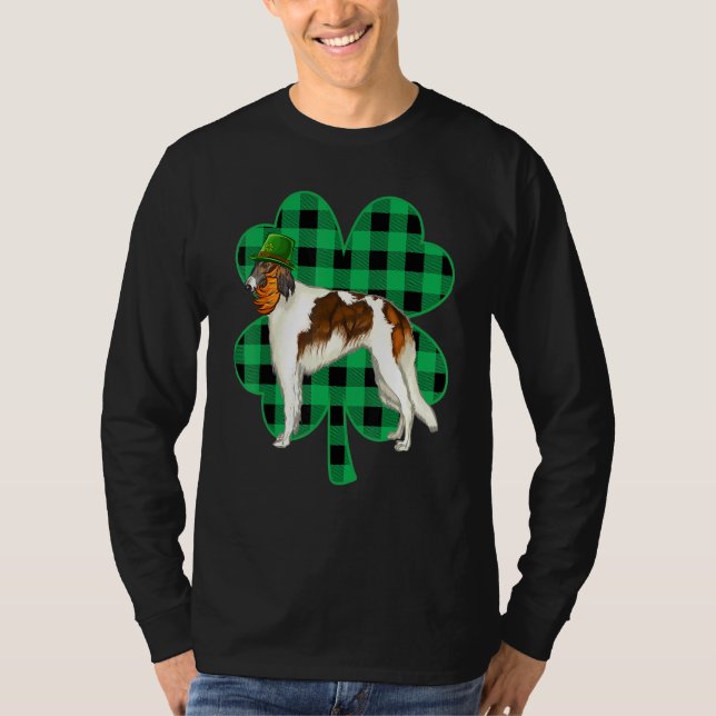 Borzoi Leprechaun St Patricks Day Lucky C T Shirt (Framsida)