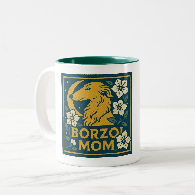 Borzoi Mamma Två-Tonad Mugg (Framsida vänster)