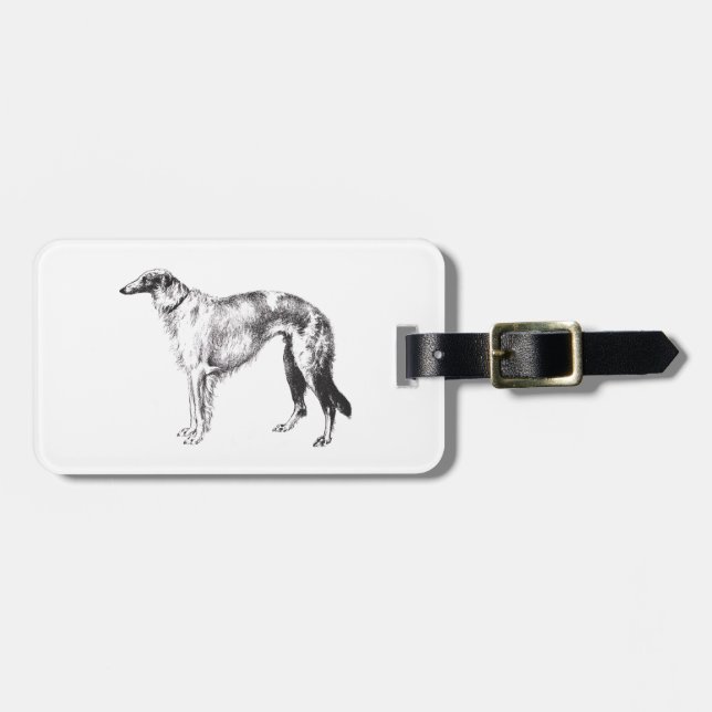 Borzoi Martynow Etsning Bagage Tag Bagagebricka (Horisontell Framsida)