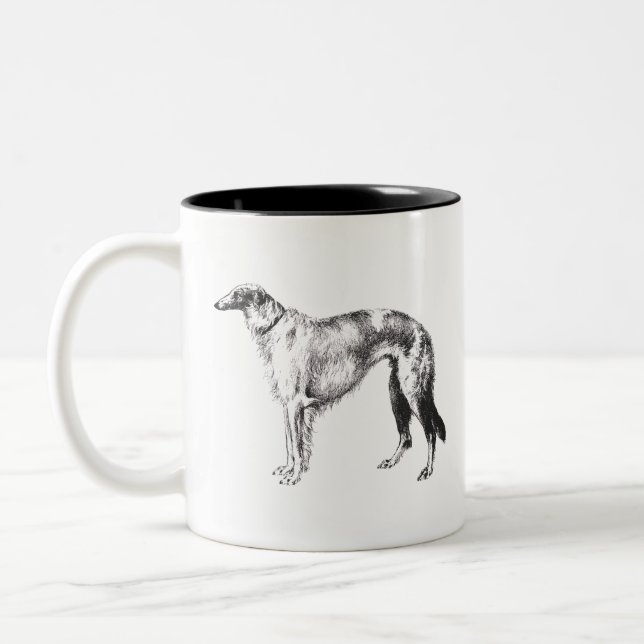 Borzoi Martynow Etsning Två-Tonad Mugg (Vänster)
