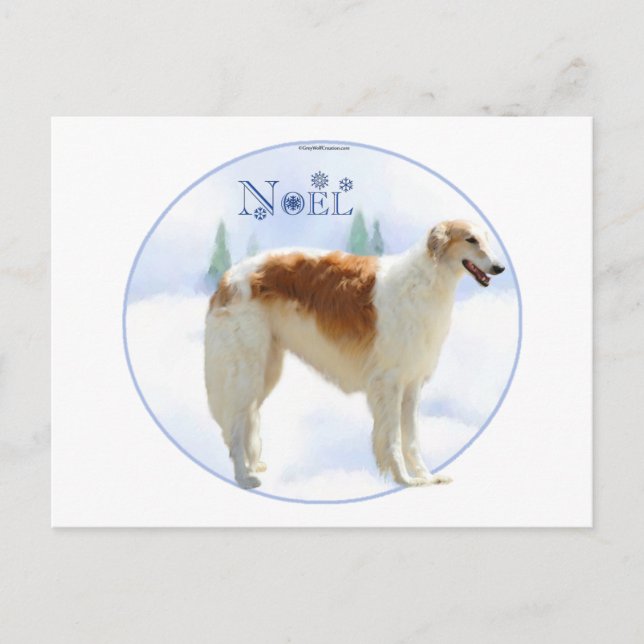 Borzoi Noel Helg Vykort (Framsida)
