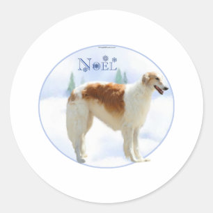 Borzoi Noel Runt Klistermärke