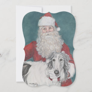 Borzoi och Santa Hund-julkort Kort
