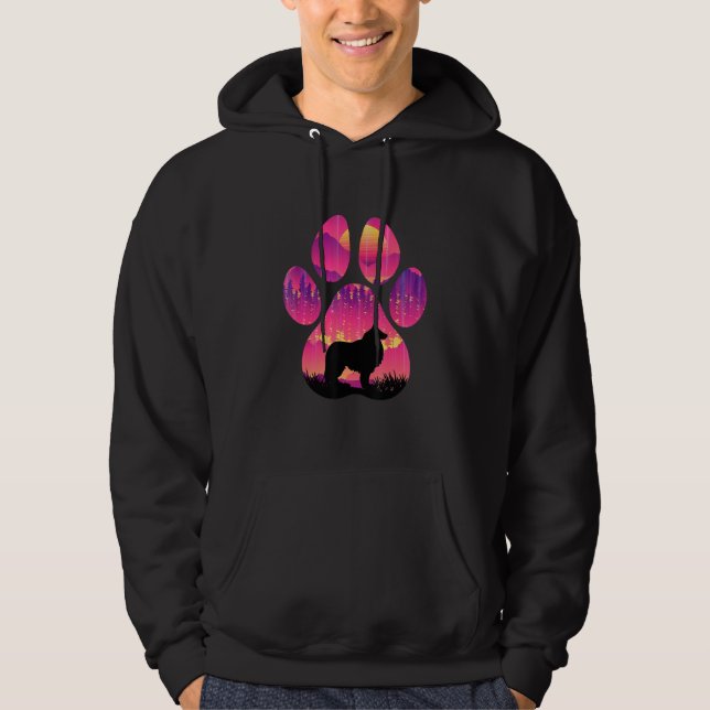 Borzoi Paw Mom Dad Dog  Women Men Hoodie (Framsida)