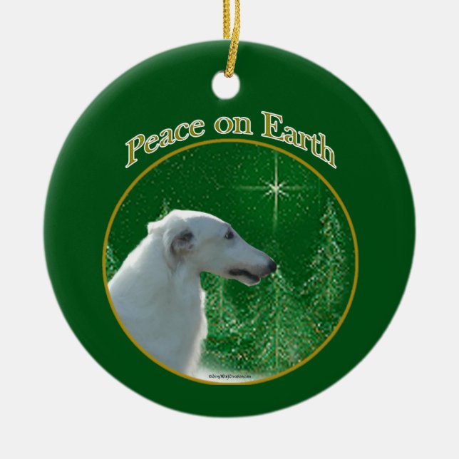 Borzoi Peace Julgransprydnad Keramik (Framsidan)