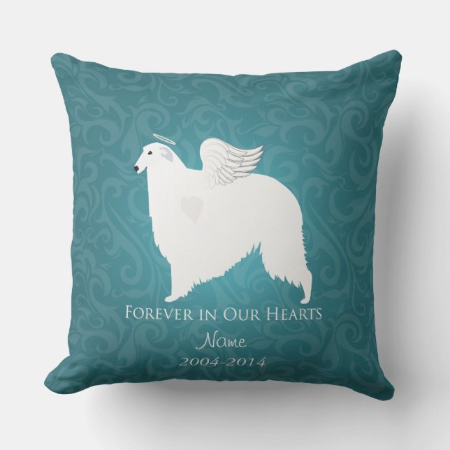 Borzoi Pet Loss Sympathy Design Kudde (Framsida)