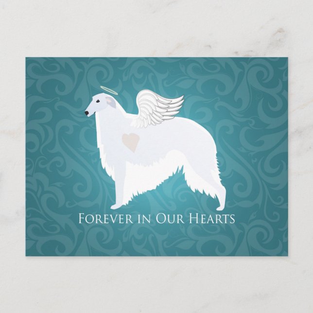 Borzoi Pet Loss Sympathy Design Vykort (Framsida)