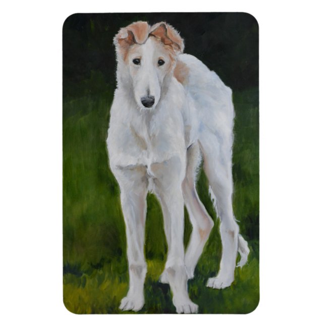 Borzoi Puppy Hund Art Magnet (Vertikal)