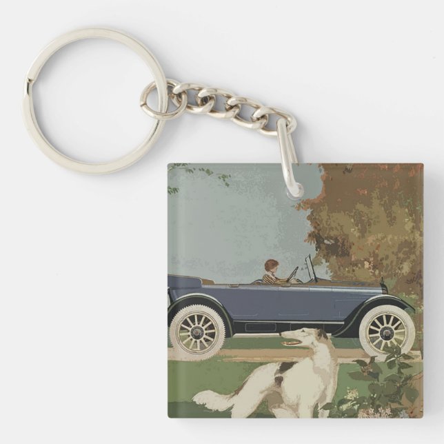 Borzoi-resor Akrylnyckelring (Framsidan)