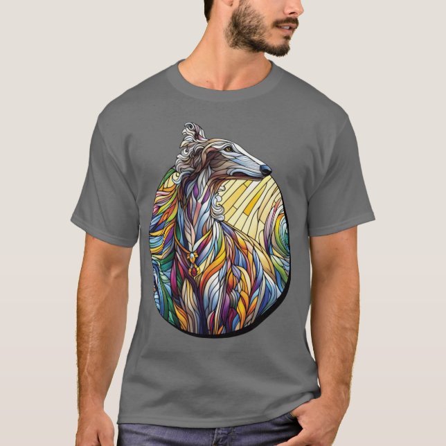 Borzoi rolig t shirt (Framsida)