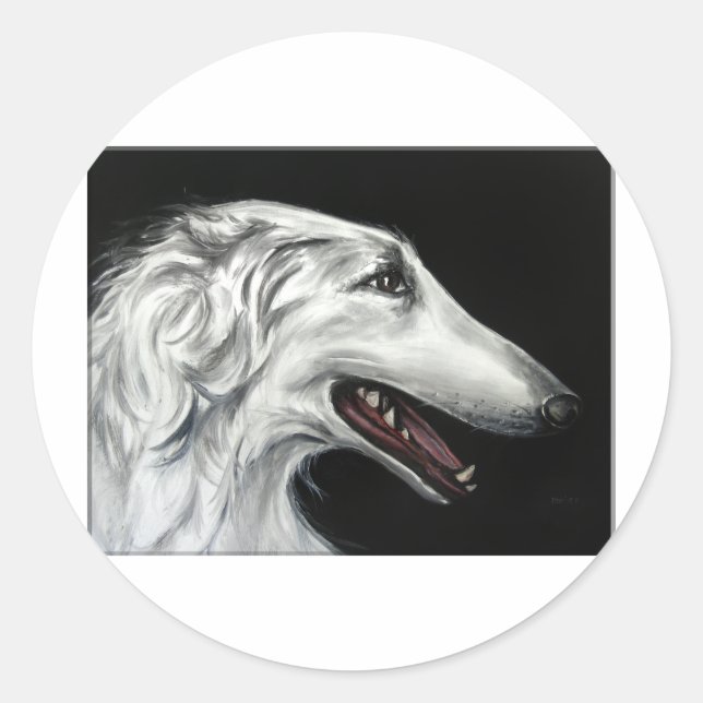 borzoi runt klistermärke (Framsida)