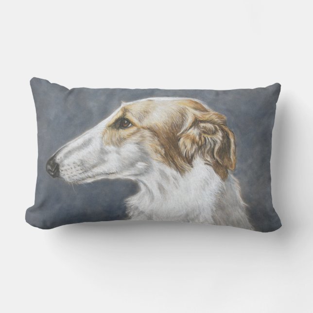Borzoi Russian Woldhound Hund Art Pillow Lumbarkudde (Framsida)