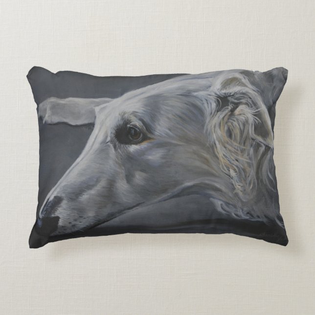 Borzoi Russian Wolfhound Hund Art Dekorativ kudde (Framsidan)
