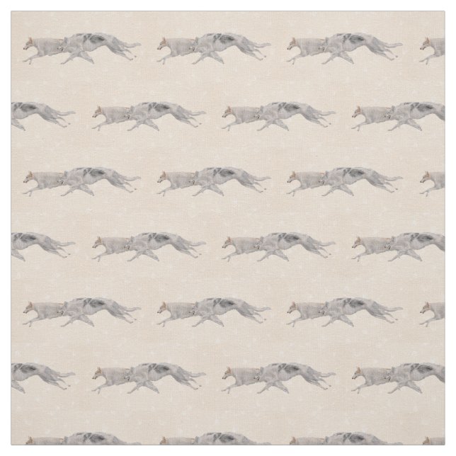 Borzoi Russian Wolfhound Hund Art Fabric Tyg (Provkarta)