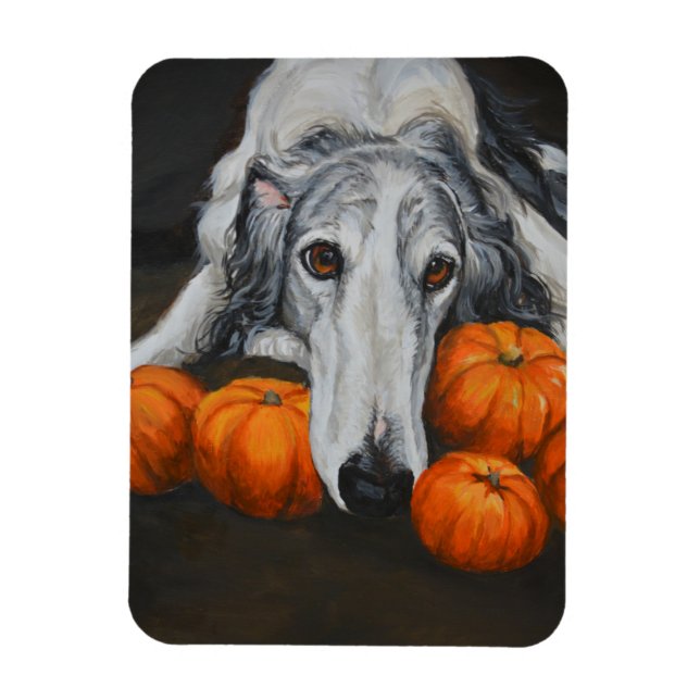 Borzoi Russian Wolfhound Hund Art Flexible Magnet (Vertikal)