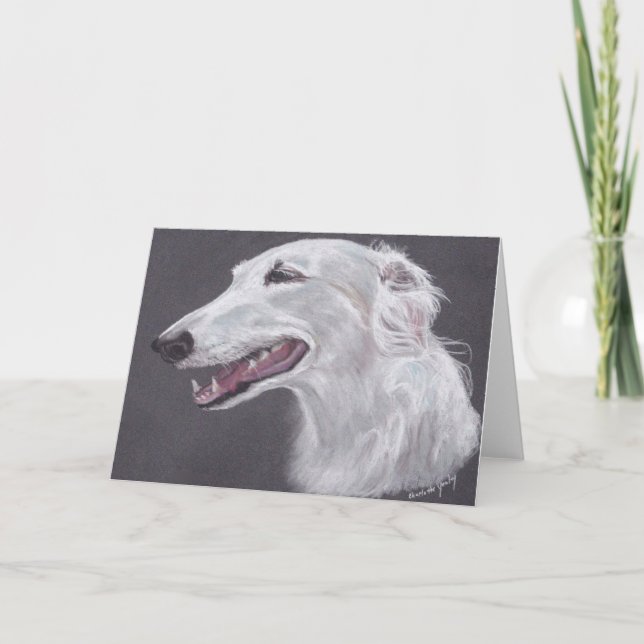 Borzoi Russian Wolfhound Hund Art Greeting Card Kort (Framsida)