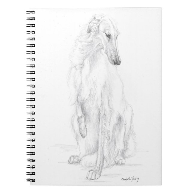 Borzoi Russian Wolfhound Hund Art Notebook Anteckningsbok (Framsidan)