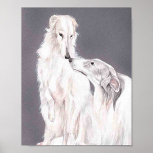 Borzoi Russian Wolfhound Hund Art Poster