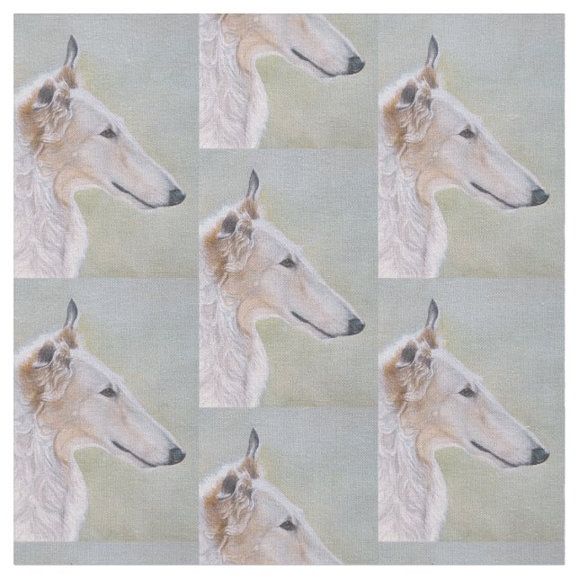 Borzoi Russian Wolfhound Profile Hund Art Fabric Tyg (Närbild)