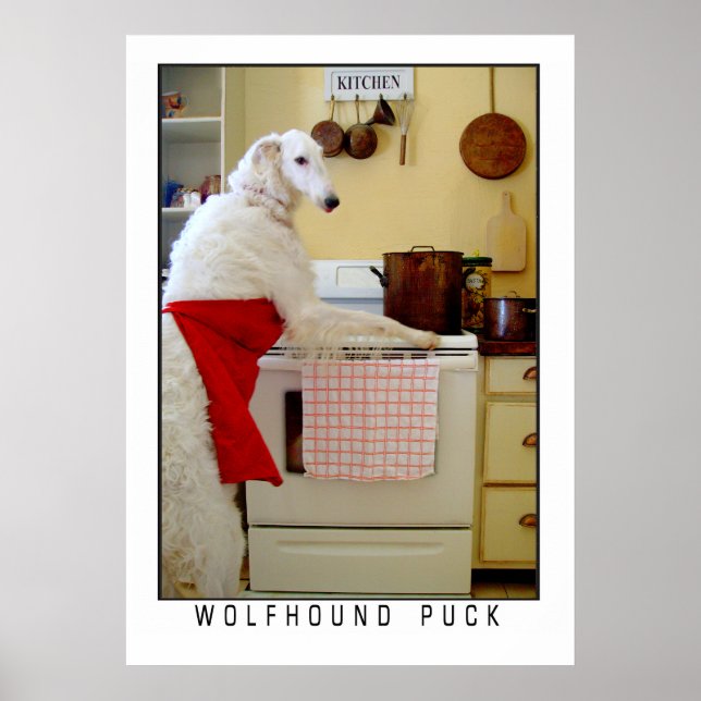 Borzoi Russian Wolfhound "Varghund Puck" Hund Poster (Framsidan)
