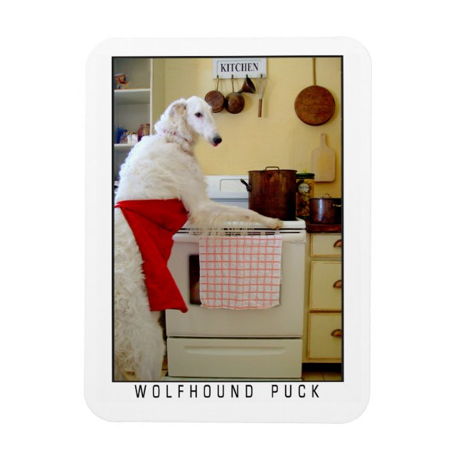 Borzoi Rysk Varghund "Varghund Puck" Hund Magnet (Vertikal)