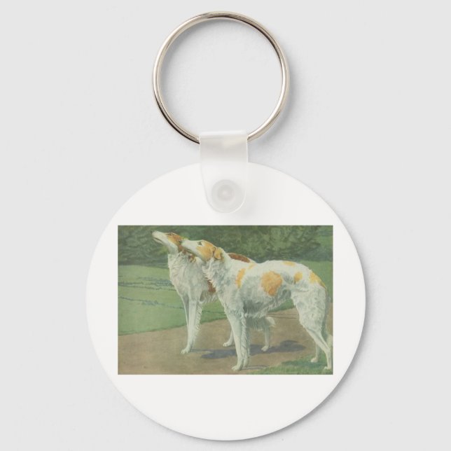 Borzoi (ryska Wolfhound) Nyckelring (Framsida)