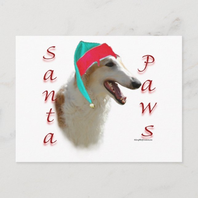Borzoi Santa Tassar Helg Vykort (Framsida)