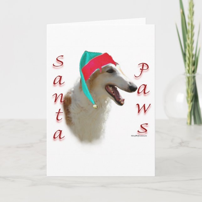 Borzoi Santa Tassar Helgkort (Framsida)