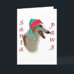 Borzoi Santa Tassar Helgkort<br><div class="desc">Din favoritjultomte hund spelar Jultomten ~ eller Santa Tassar. Den här roligten av AKC hund aveln,  Wire Borzoi,  gör en unik julklapp på ett t-shirt,  prydnadsbrev,  hälsningskort,  mugg,  klistermärke och mycket,  mycket mer!</div>