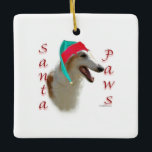 Borzoi Santa Tassar Julgransprydnad Keramik<br><div class="desc">Din favoritjultomte hund spelar Jultomten ~ eller Santa Tassar. Den här roligten av AKC hund aveln,  Borzoi,  gör en unik julklapp på ett t-shirt,  prydnadskort,  hälsningskort,  mugg,  klistermärke och mycket,  mycket mer! Gör en underbar Borzoi-gåva till Borzoi älskare.</div>