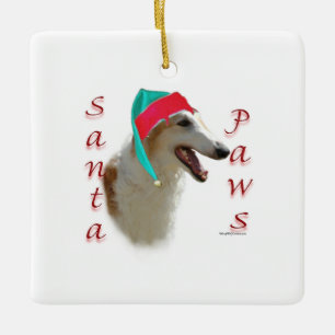 Borzoi Santa Tassar Julgransprydnad Keramik