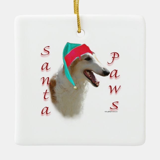 Borzoi Santa Tassar Julgransprydnad Keramik (Framsida)