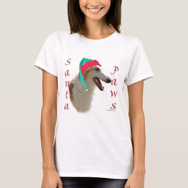 Borzoi Santa Tassar T Shirt (Framsida)