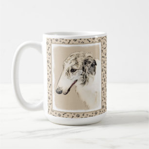 Borzoi (Silver Brindle) målar originalbild Kaffemugg