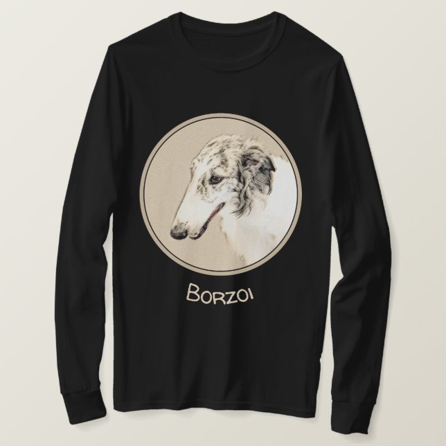 Borzoi (Silver Brindle) målar originalbild T Shirt (Design framsida)