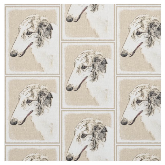 Borzoi (Silver Brindle) målar originalbild Tyg (Provkarta)