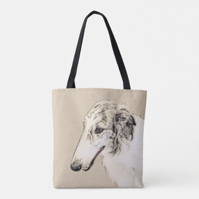 Borzoi (Silver Brindle) målar originalbild Tygkasse (Baksida)