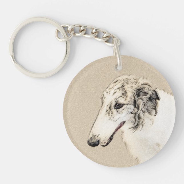 Borzoi (Silver Brindle) målar originalbilder av Hu (Framsidan)