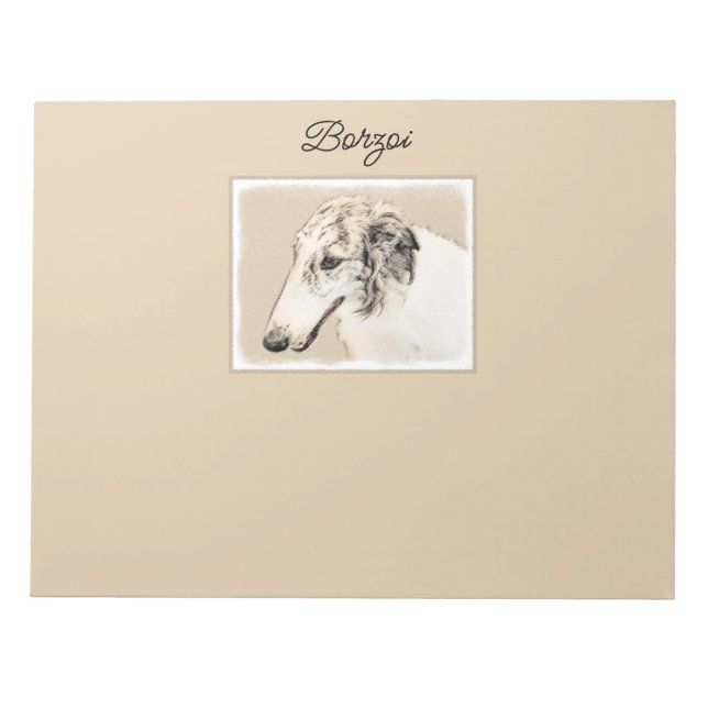 Borzoi (Silver Brindle) målar originalbilder av Hu Anteckningsblock (Framsida)