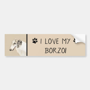 Borzoi (Silver Brindle) målar originalbilder av Hu Bildekal