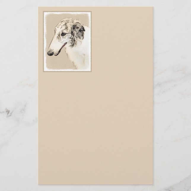 Borzoi (Silver Brindle) målar originalbilder av Hu Brevpapper (Framsida)