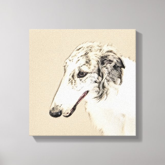 Borzoi (Silver Brindle) målar originalbilder av Hu Canvastryck (Framsida)