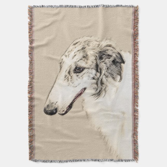 Borzoi (Silver Brindle) målar originalbilder av Hu Filt (Framsidan Vertikal)