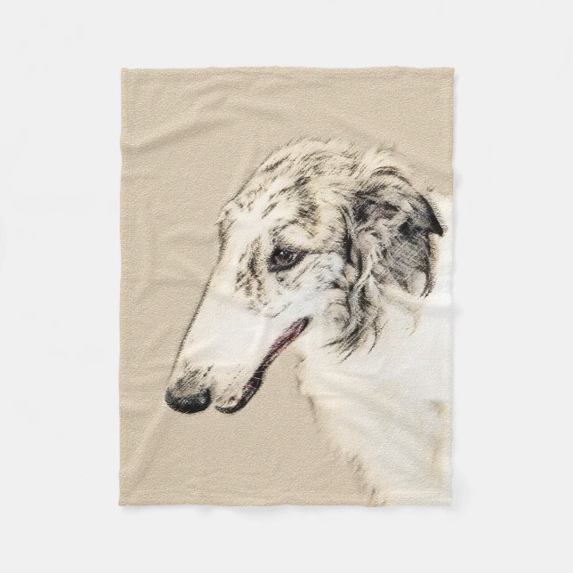 Borzoi (Silver Brindle) målar originalbilder av Hu Fleecefilt (Framsidan)