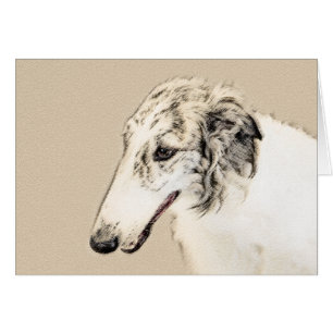 Borzoi (Silver Brindle) målar originalbilder av Hu Hälsningskort