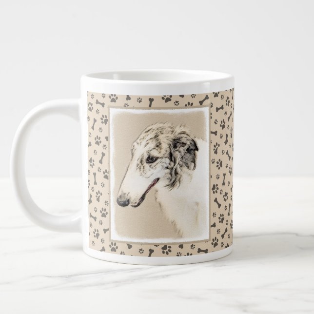 Borzoi (Silver Brindle) målar originalbilder av Hu Jumbo Mugg (Vänster)