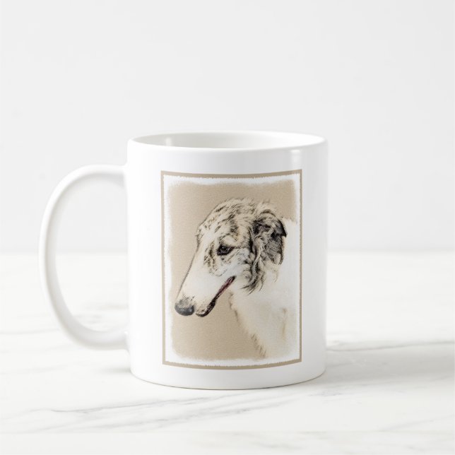 Borzoi (Silver Brindle) målar originalbilder av Hu Kaffemugg (Vänster)